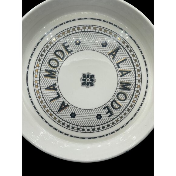 Anthropologie Bistro Tile Pie Dish Quiche Baking Pan Stoneware 1920s French Art - Picture 3 of 12